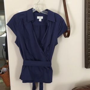 Loft Purple Cotton Blouse with belt